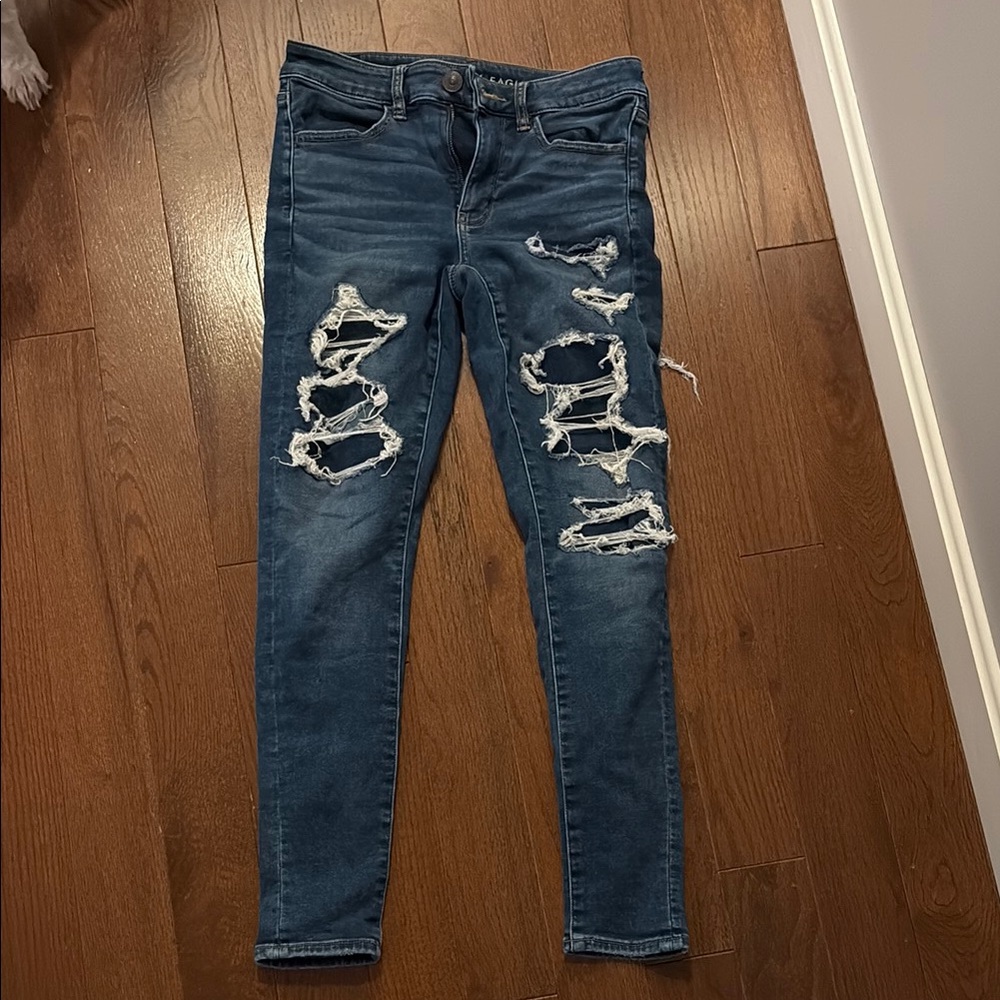 American Eagle Outfitters Ripped Dark Blue Skinny Jeans